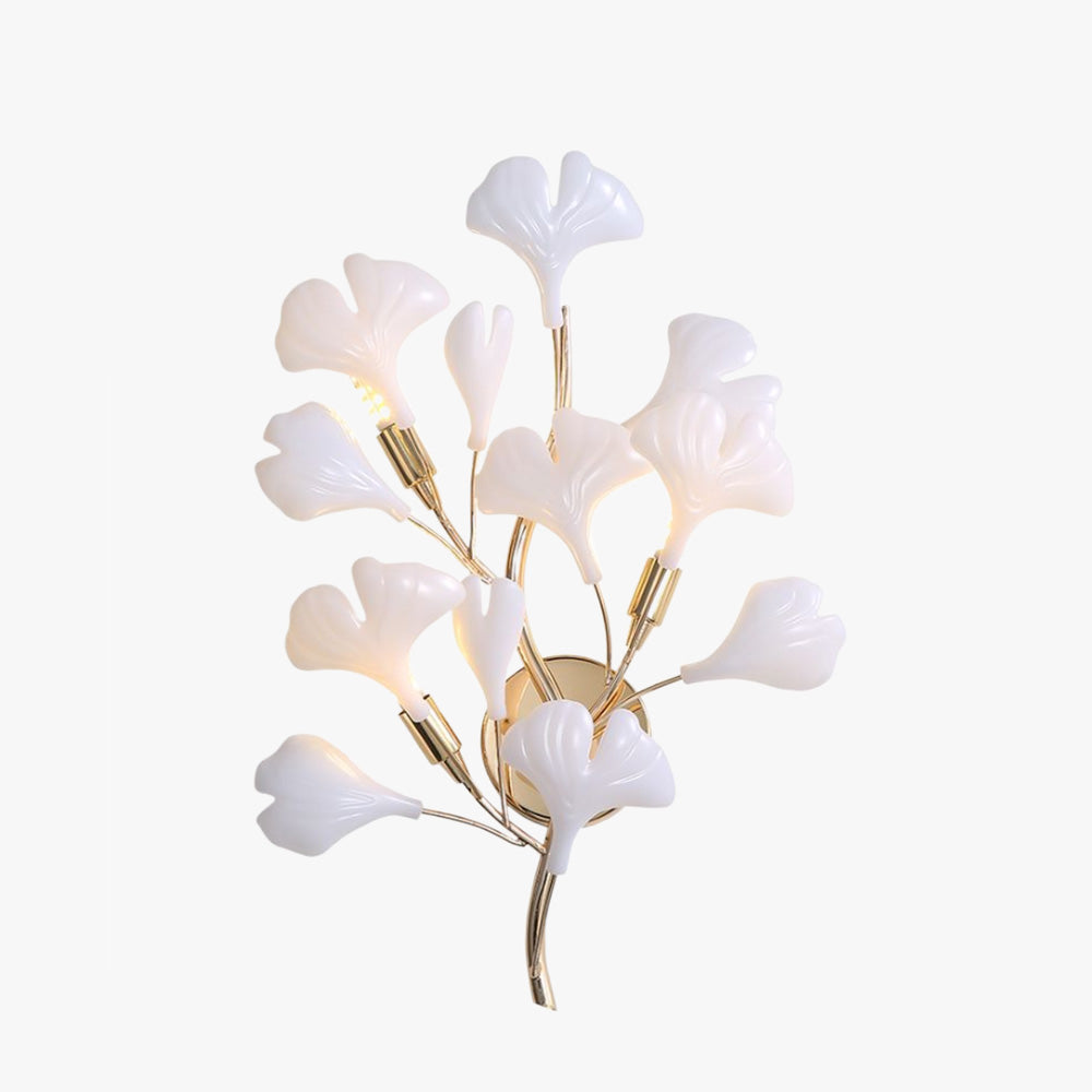 Olivia Decorative Flower in Golden White Ceramic Wall Lamp - Neutralighting