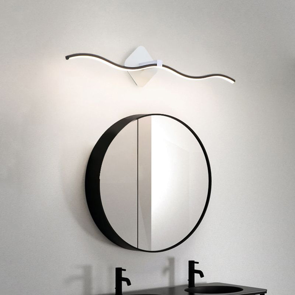 Arisha Minimalist Wave Linear Metal Wall Lamp, Black/White - Neutralighting