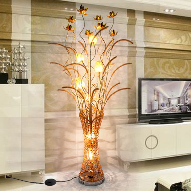 Bella Art Deco Vase Gold Metal Floor Lamp, Living Room - Neutralighting
