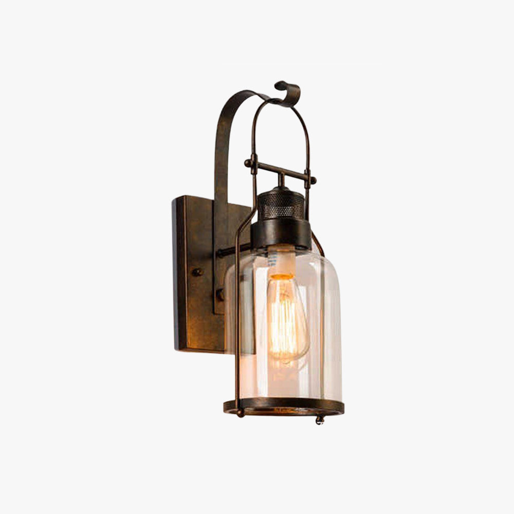 Silva Vintage Lantern Glass/Metal Wall Lamp, Black/Rusty - Neutralighting