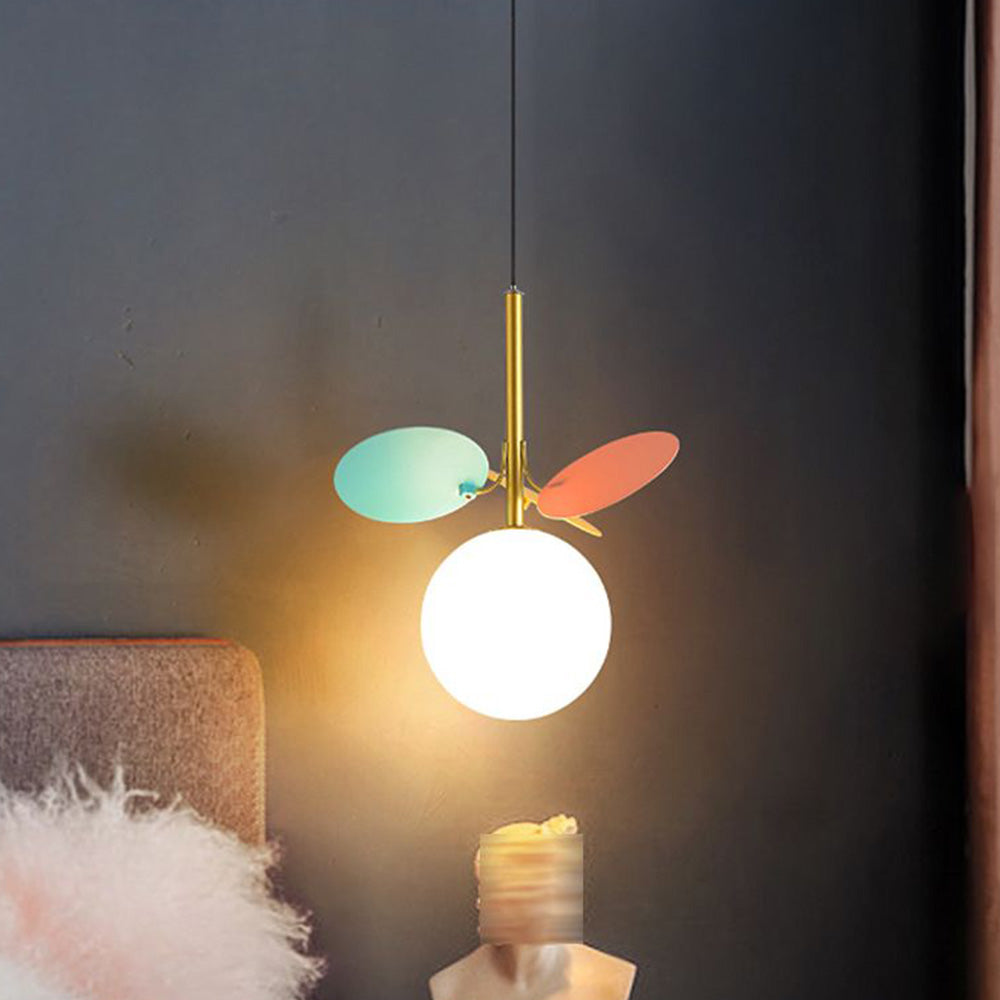 Arisha Art Deco Globe Pendant Light, Multi-Color/White, Metal/Glass - Neutralighting