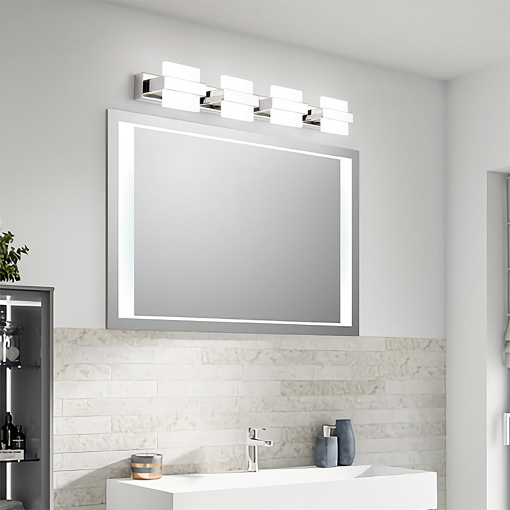 Arisha Modern Square Metal/Acrylic Wall Lamp, Silver, Bathroom - Neutralighting