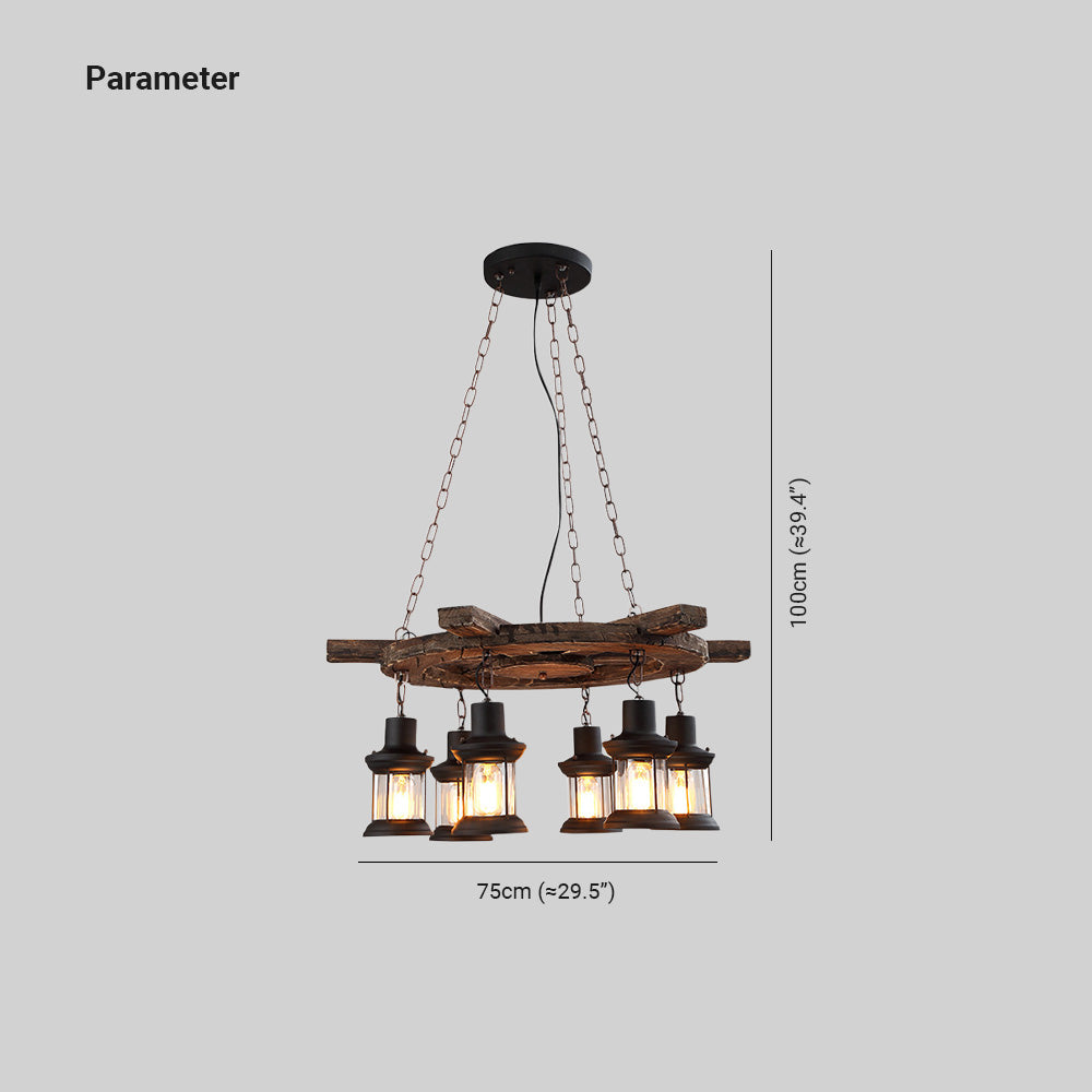 Epoch Retro Rudder Metal & Wood Pendant Light, 6 Heads - Neutralighting