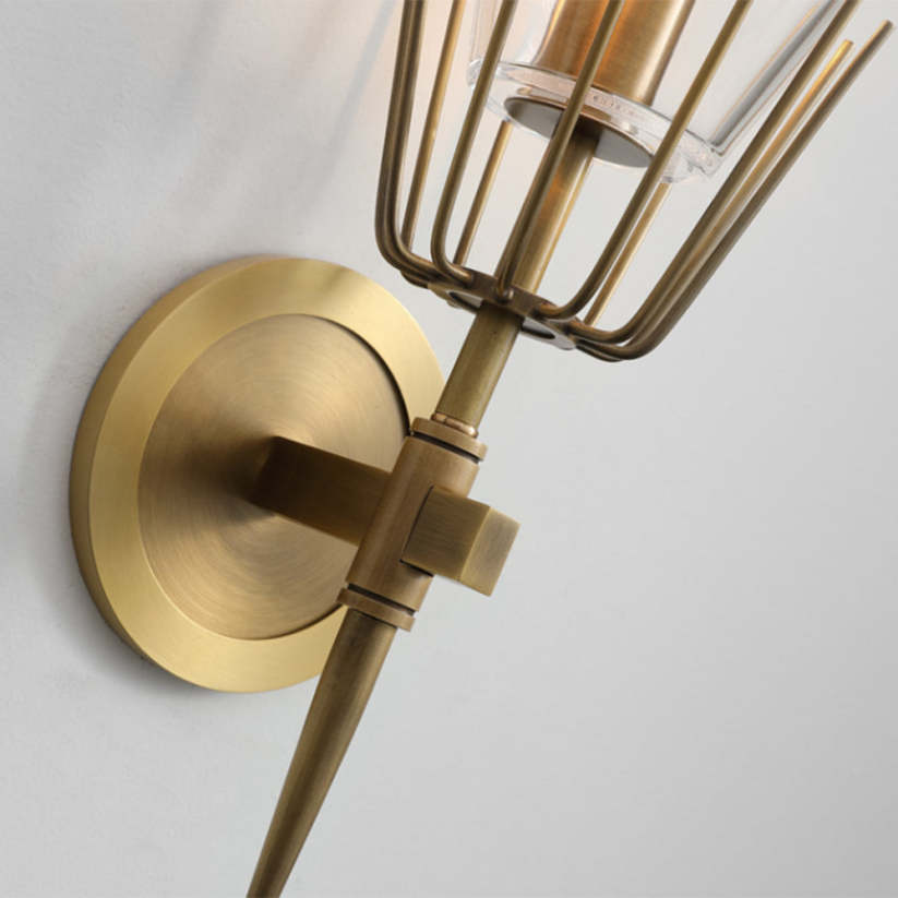 Arisha Vintage Lantern Glass Wall Lamp, Gold - Neutralighting