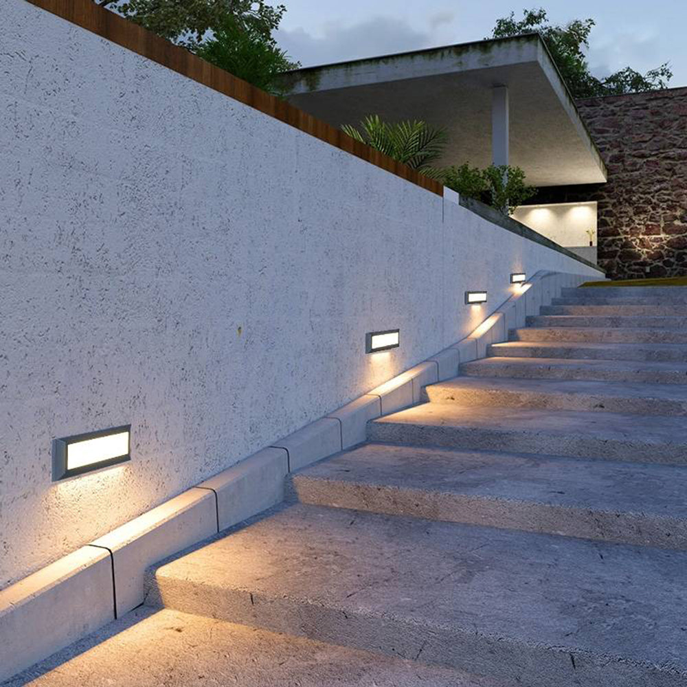Ray Modern Metal Rectangular Outdoor Deck/Step Light, Black - Neutralighting