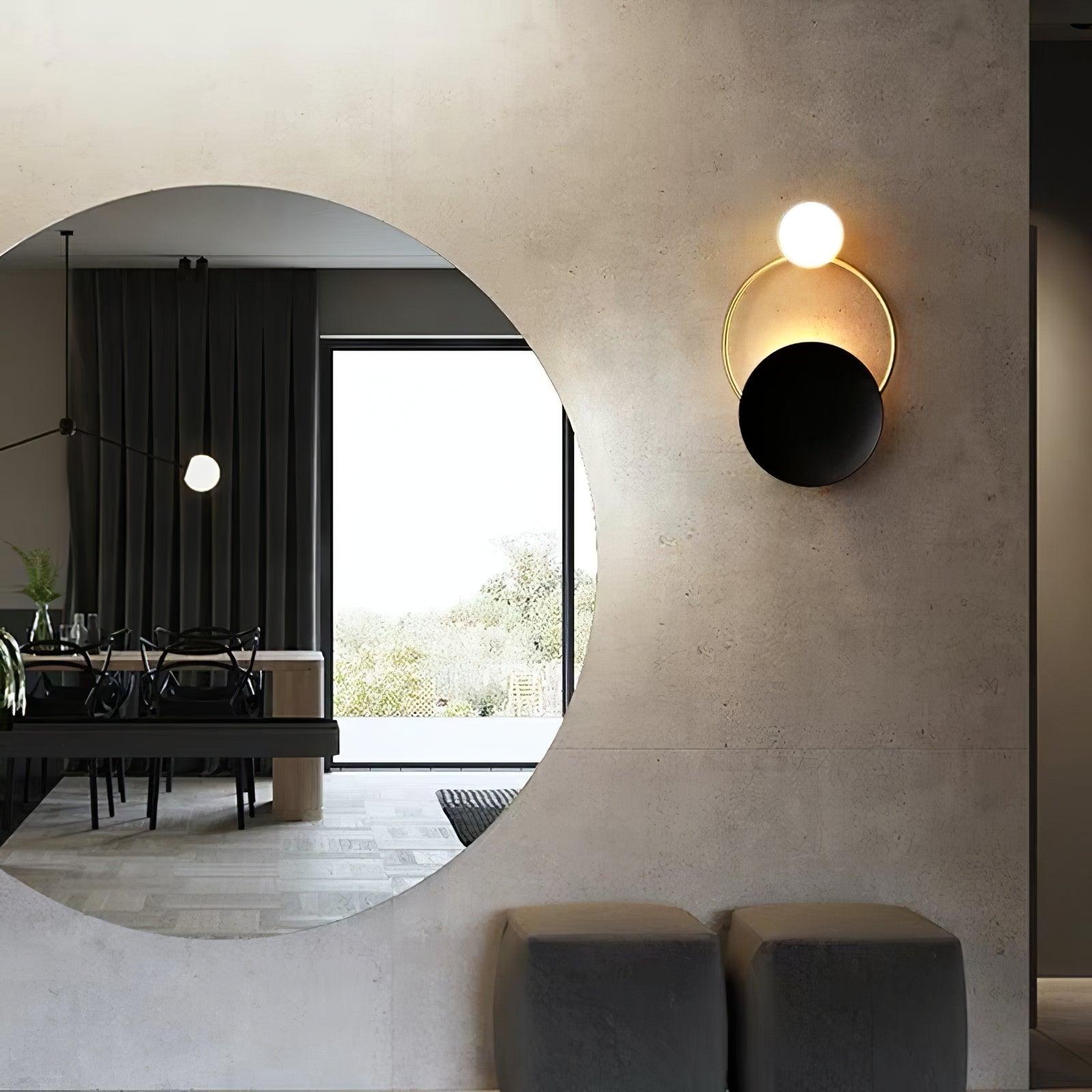 Arisha Modern LED Triple Rings Wall Lamp, Metal/Glass, Gold/Black, Bedroom - Neutralighting