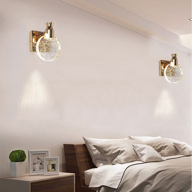 Kristy Modern Round Crystal Vanity Wall Lamp, Gold/Chrome - Neutralighting