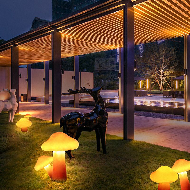 Ray Mushroom Outdoor Ground Light, Hardwired/Solar, Orange - Neutralighting