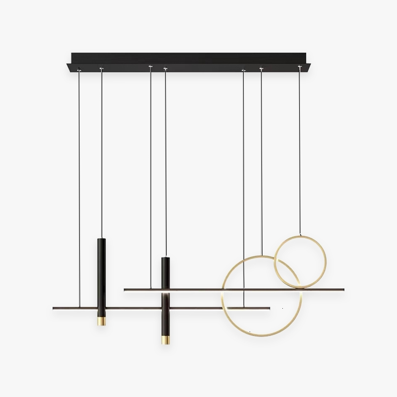 Arisha Modern Pendant Light LED, Double Circle, Gold/Black - Neutralighting