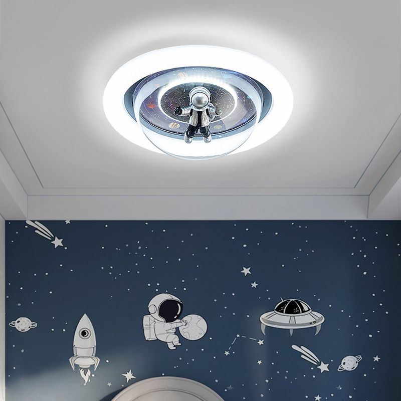Aria Cosmic Astronaut & Galaxy Motif Flush Mount Ceiling Light - Neutralighting