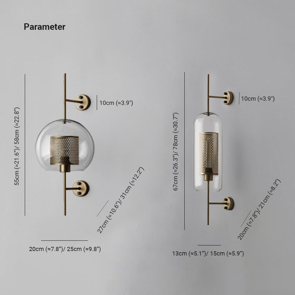 Kiri Industrial Classy Global Clear Glass Wall Lamp - Neutralighting