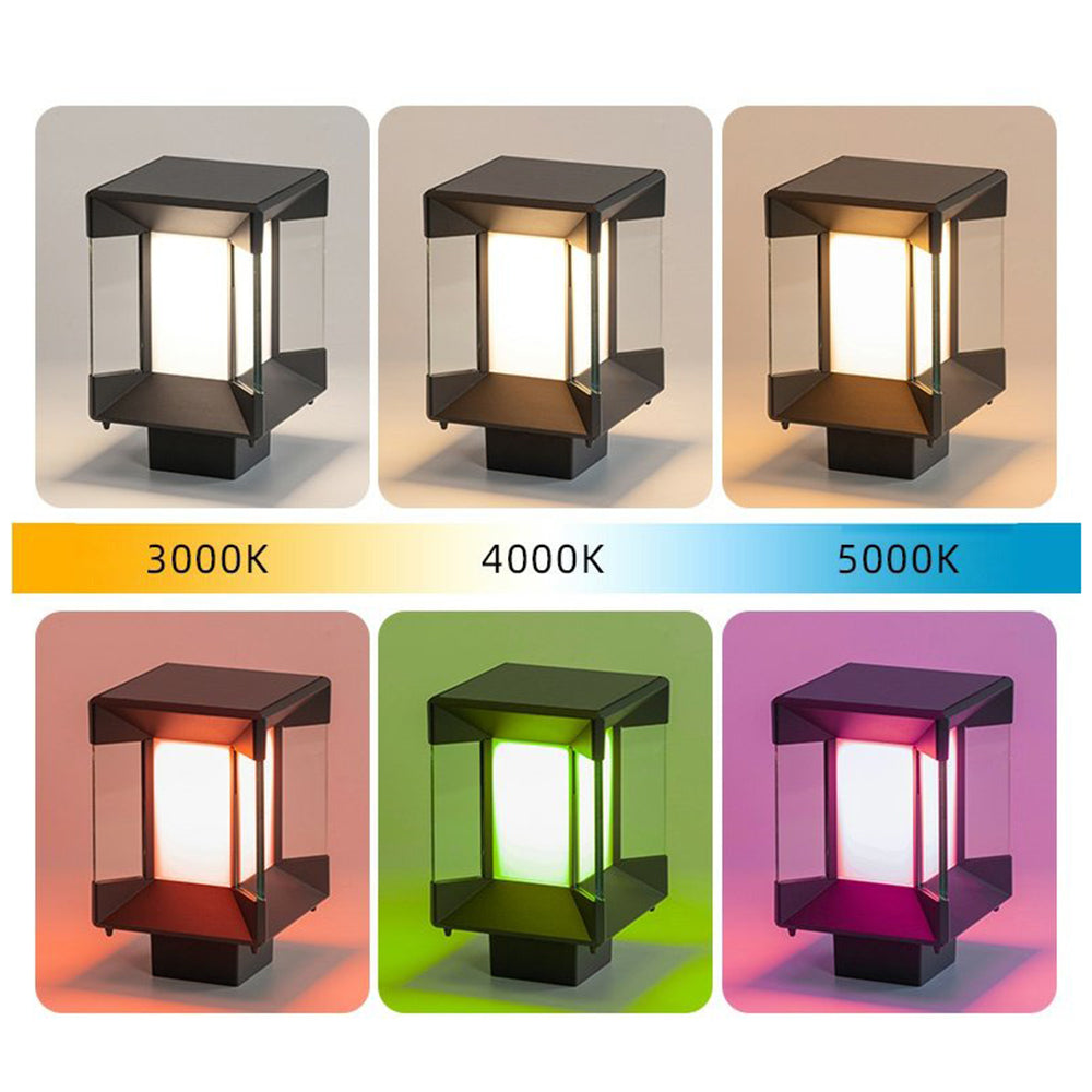 Ray Modern Rectangular Metal Glass Outdoor Lamp, Black/Black-Gold - Neutralighting