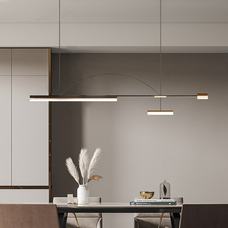Aria Modern Long LED Pendant Light Black Metal Dining Room - Neutralighting