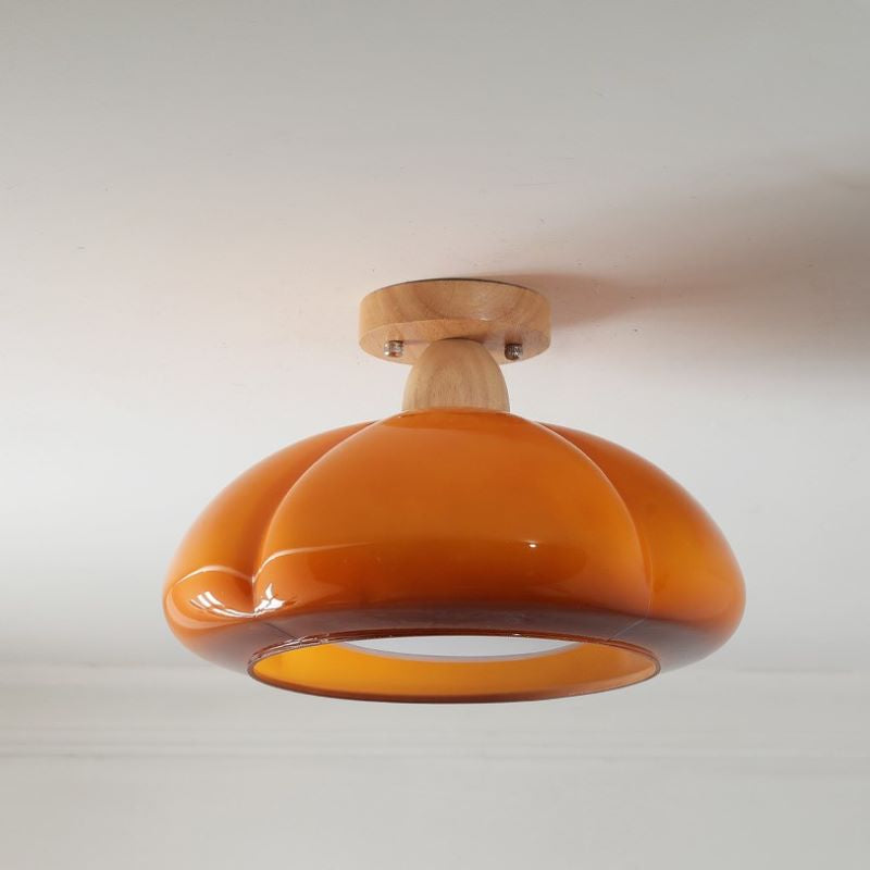Valentina Modern LED Flush Mount Ceiling Light Glass Wood Living Room - Neutralighting