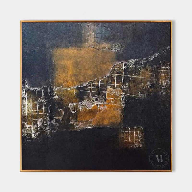 Wall art Industrial Metallic Grid Fragment