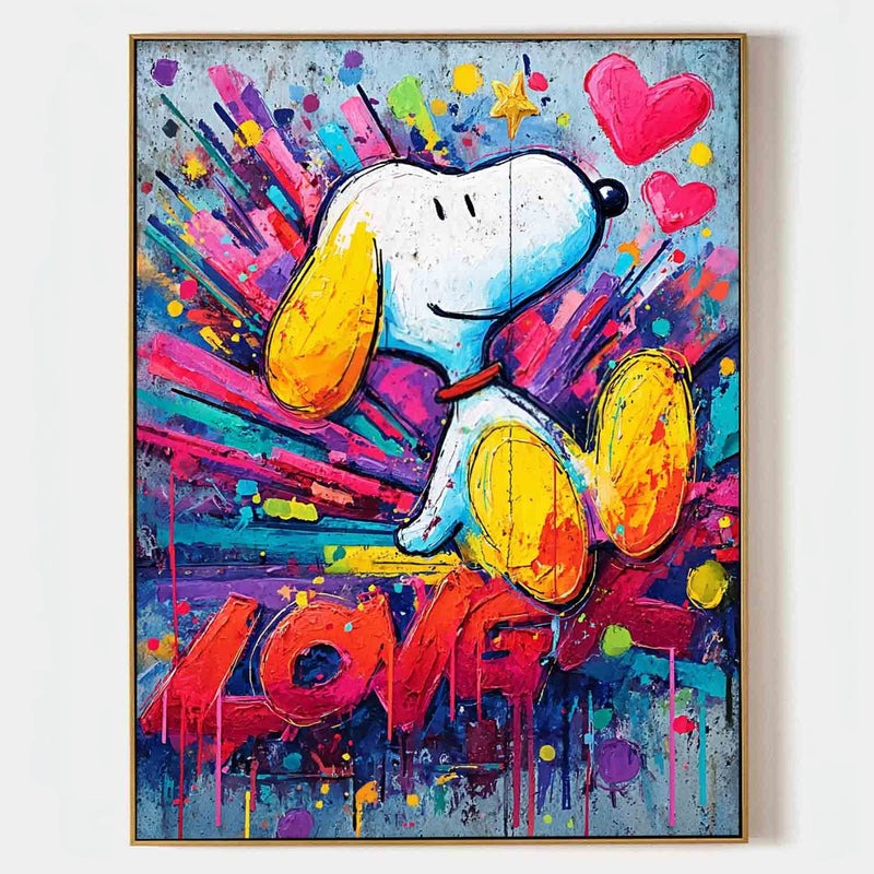 Snoopy Love Pop Art Impasto Painting