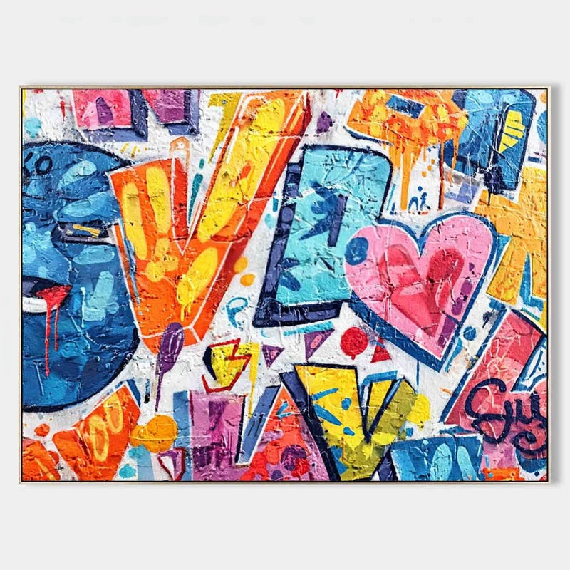 Graffiti Love Pop Art Impasto Painting