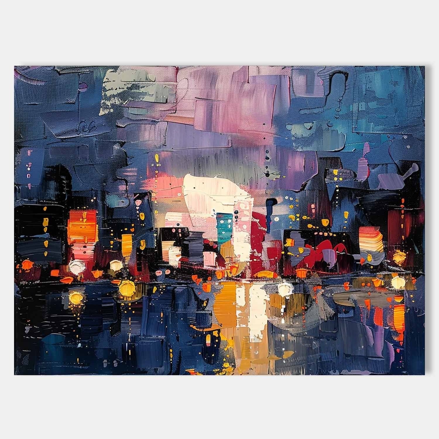 Wall Art Colorful Abstract Night Cityscape Modern
