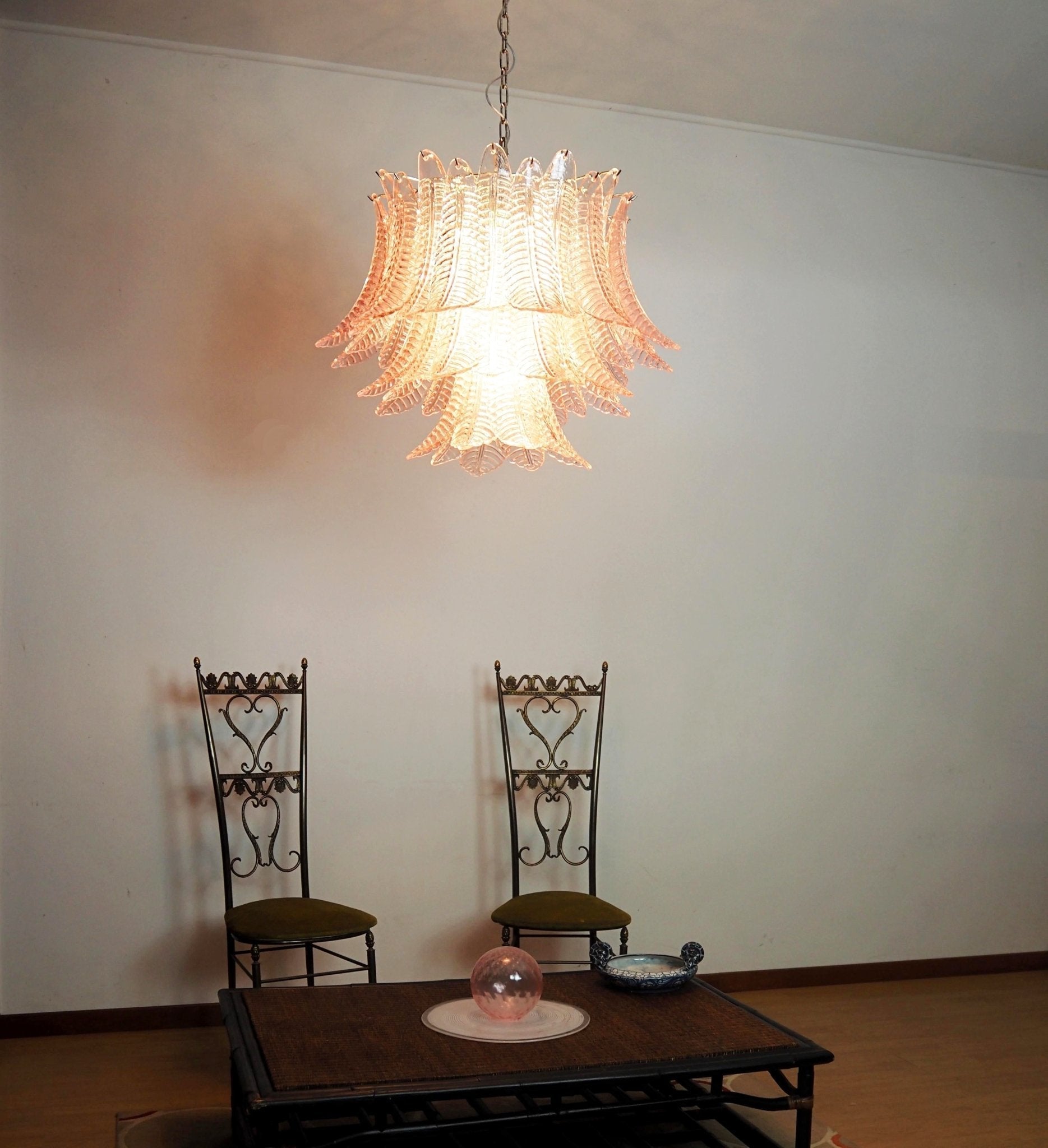 Aurora Chandelier Pink Leaf Glass Layered Graceful Luxury - Neutralighting