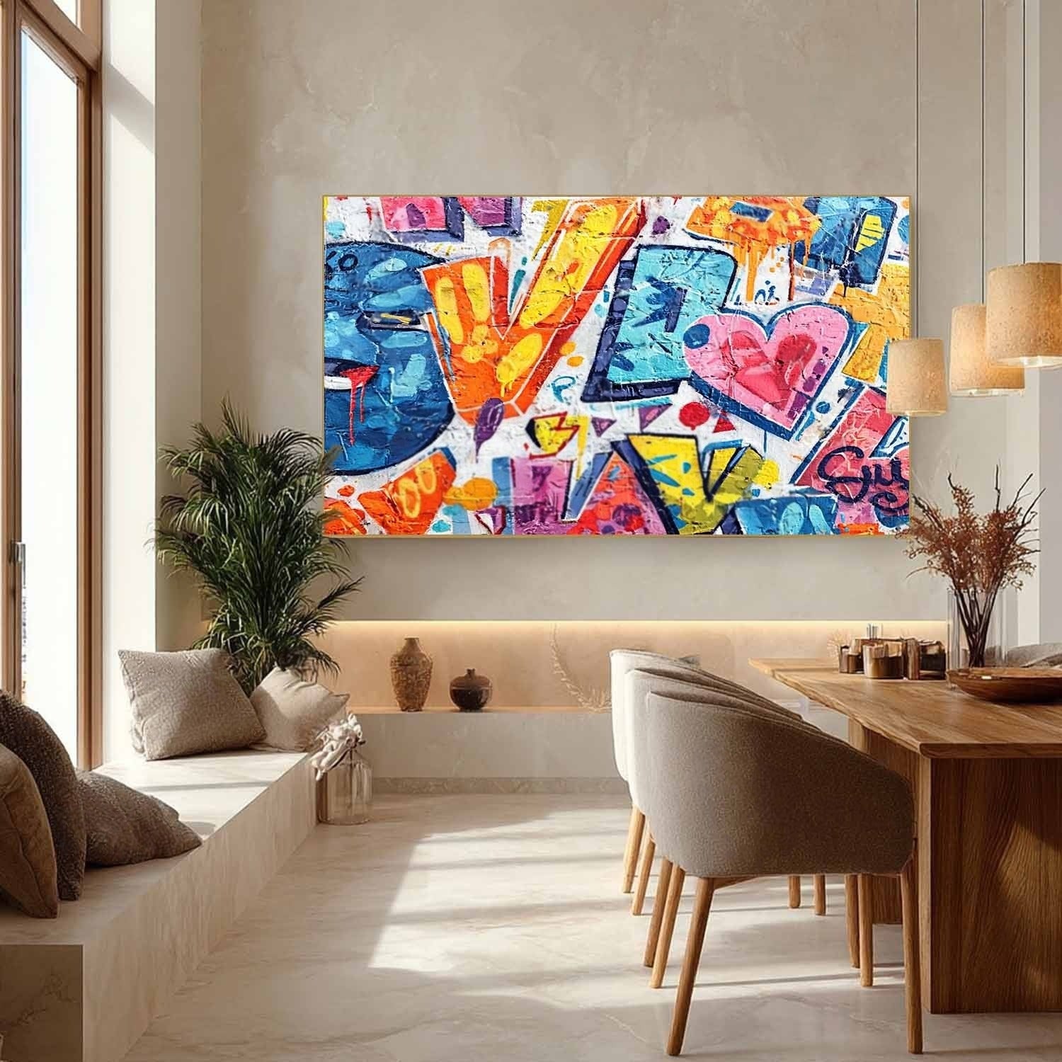 Graffiti Love Pop Art Impasto Painting