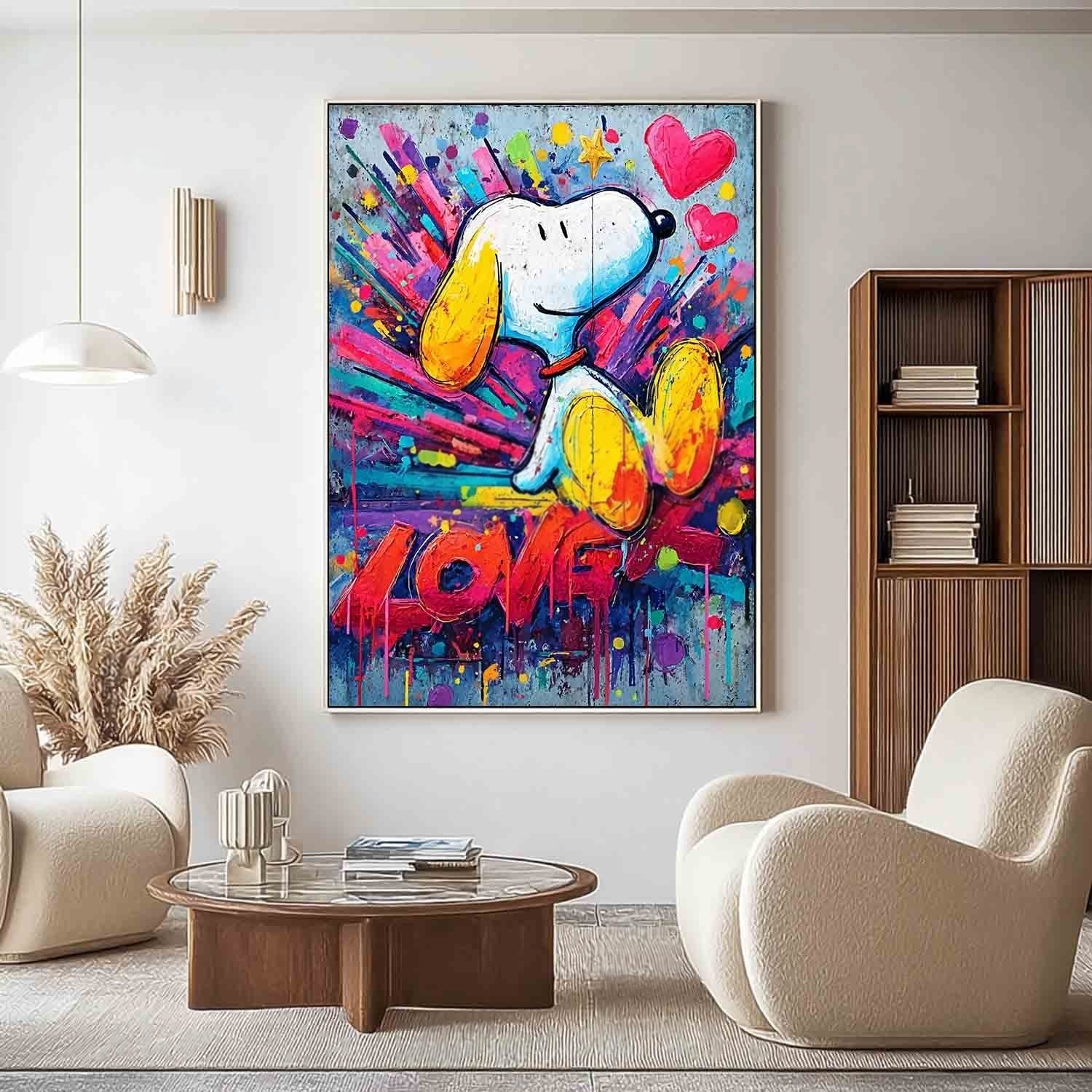 Snoopy Love Pop Art Impasto Painting