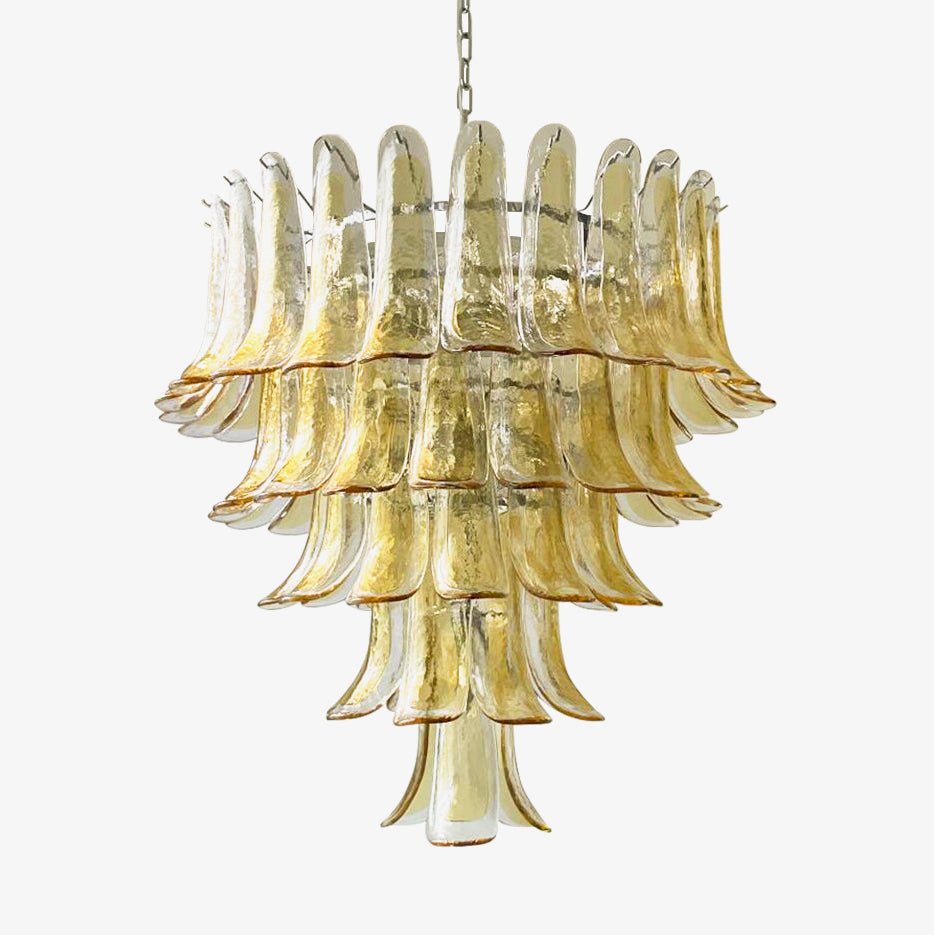 Aurora Chandelier Amber Petals Murano Glass Layered Lotus