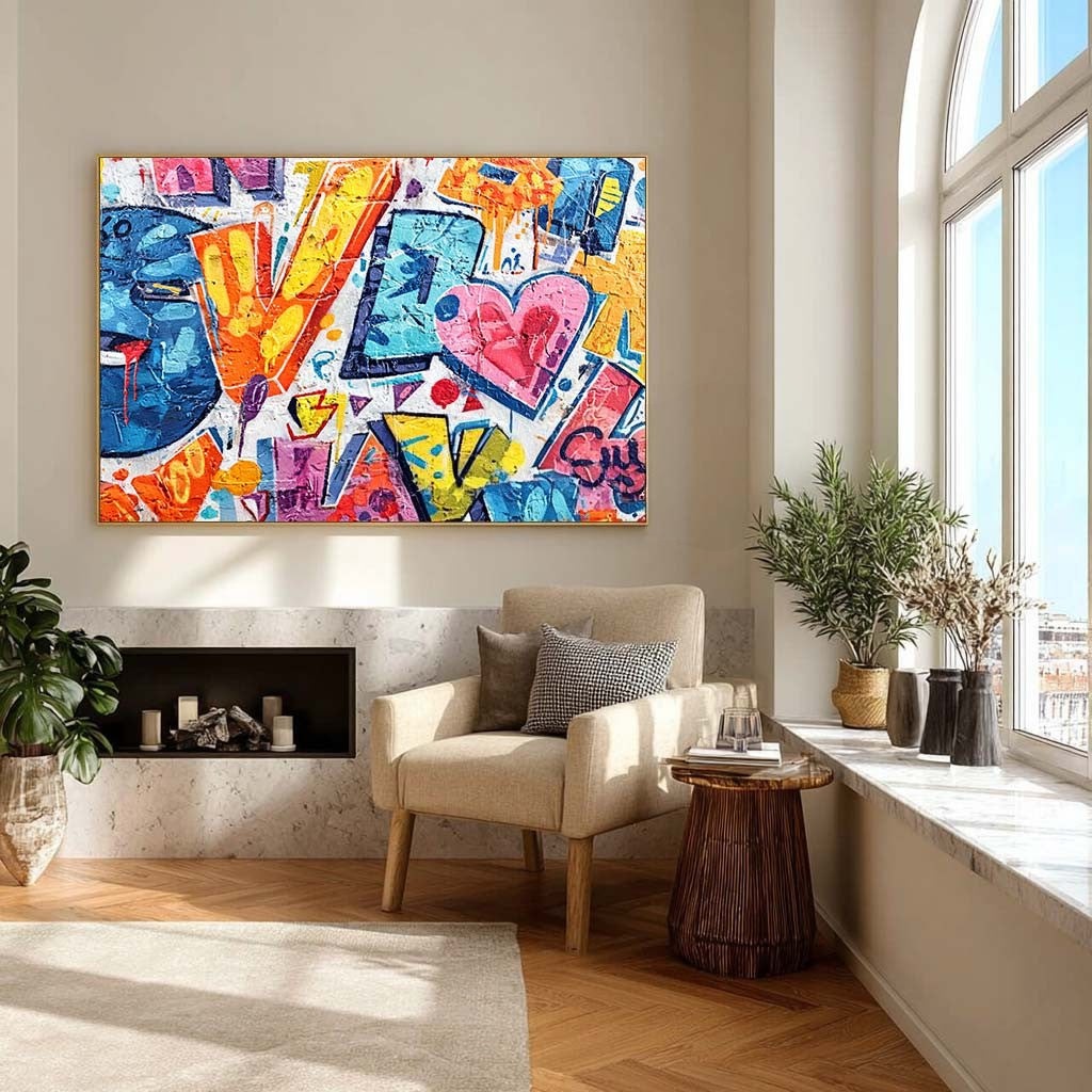 Graffiti Love Pop Art Impasto Painting