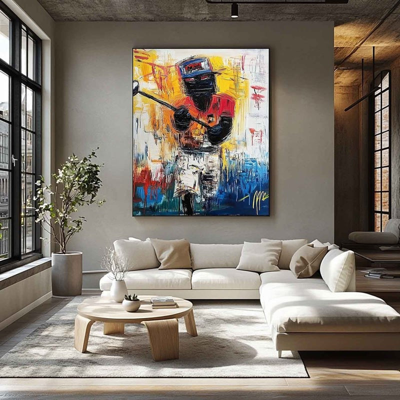 Wall Art Vertical Expressionist Golfer Painting