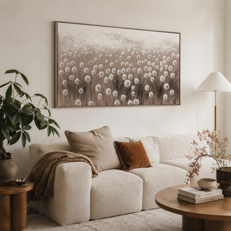 Wall Art Soft Dandelion Field Modern Wabi-Sabi