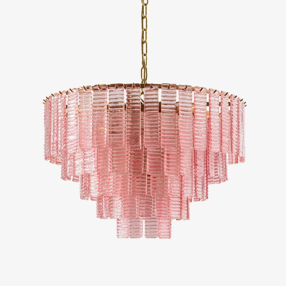 Aurora Chandelier Pink Murano Glass Layered Vintage Luxury