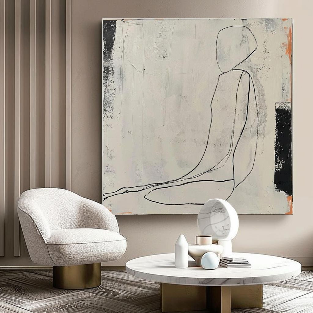 Wall Art Contemporary Minimalist Abstract Figure - Neutralighting