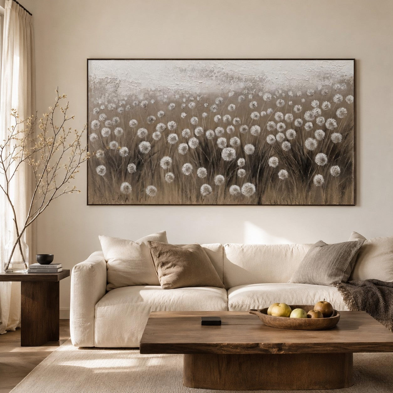 Wall Art Soft Dandelion Field Modern Wabi-Sabi