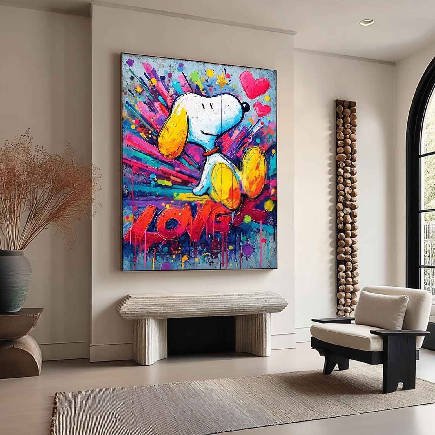 Snoopy Love Pop Art Impasto Painting