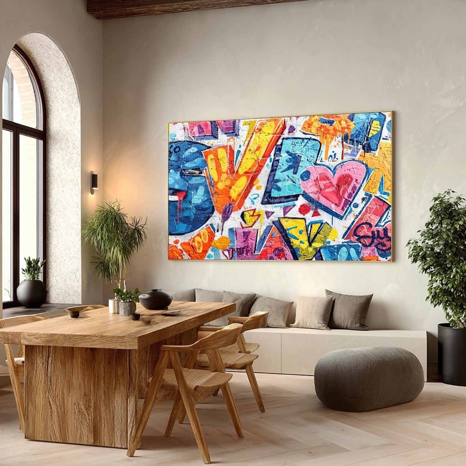 Graffiti Love Pop Art Impasto Painting