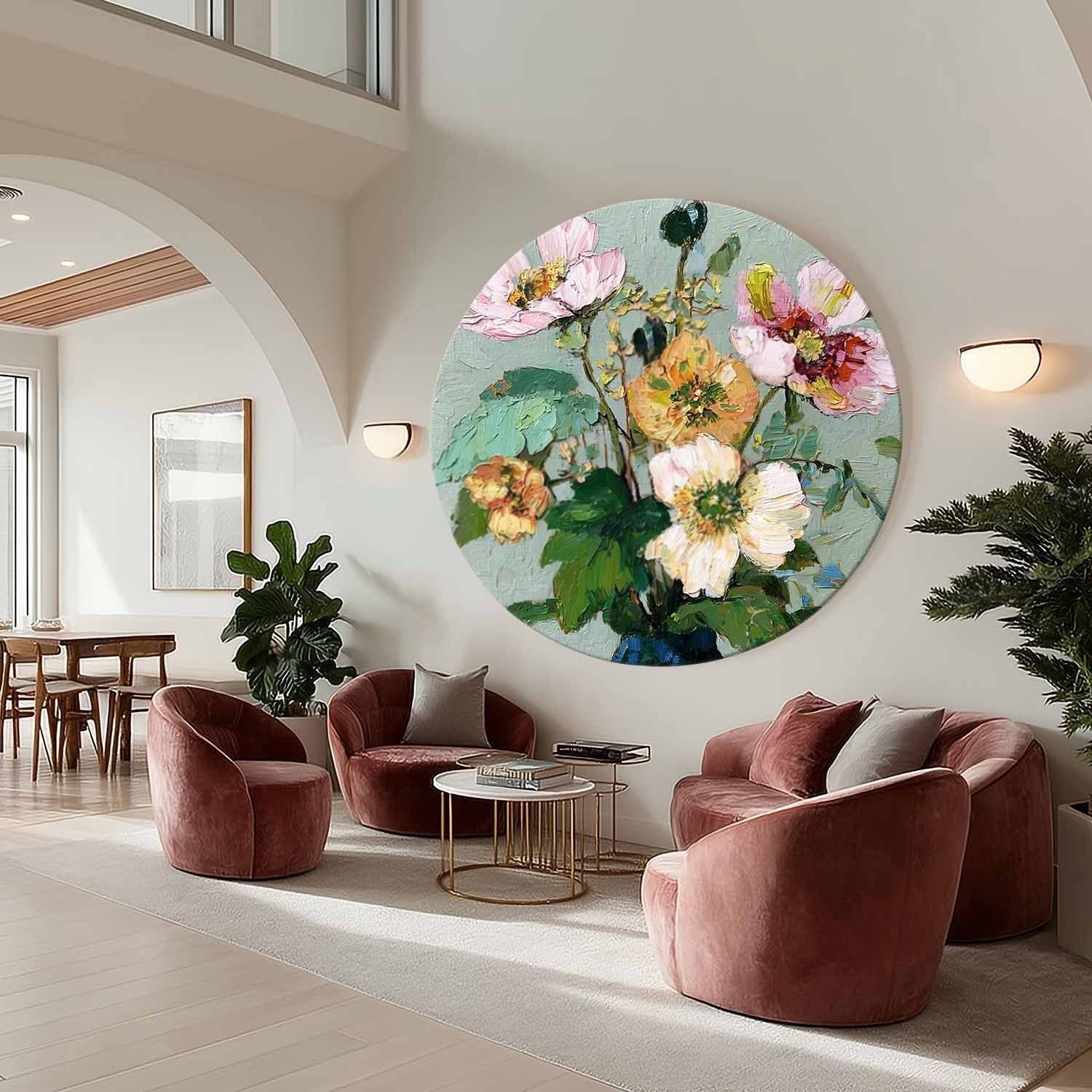 Wall Art Round Floral Still Life Elegant