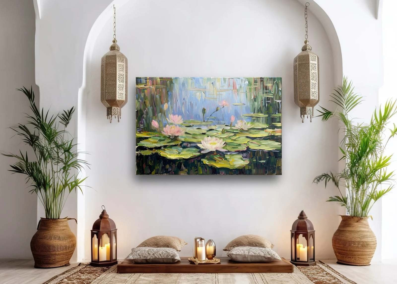 Wall Art Landscape Gradient Floral Lotus Serene