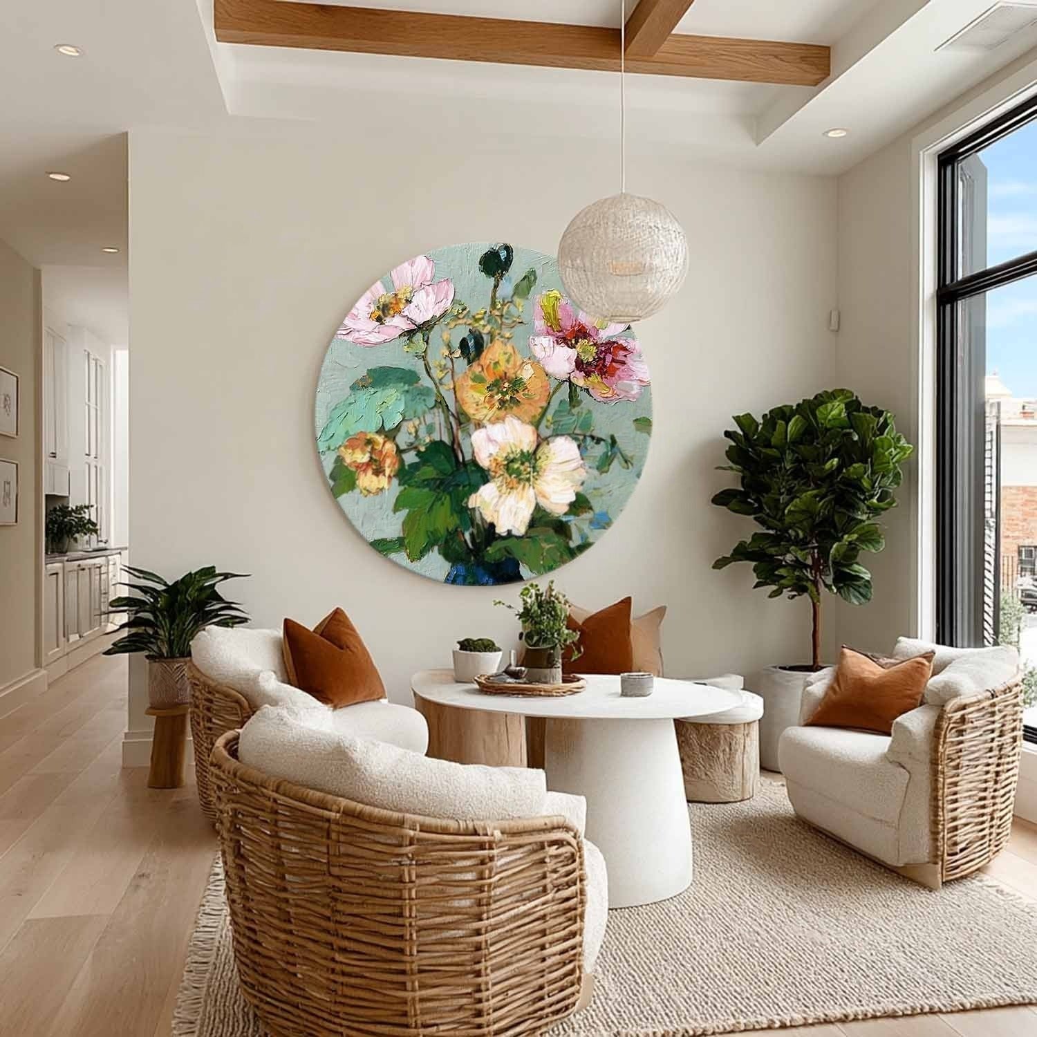 Wall Art Round Floral Still Life Elegant