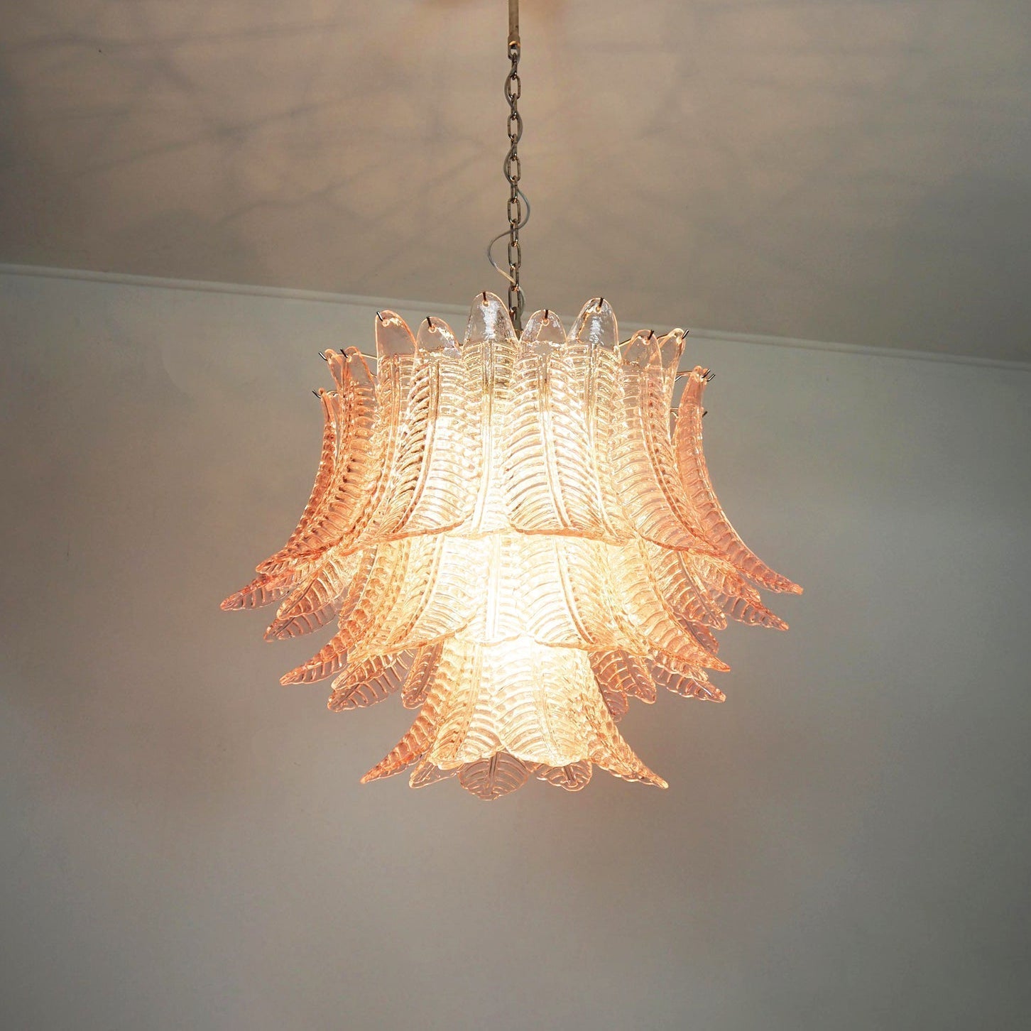 Aurora Chandelier Pink Leaf Glass Layered Graceful Luxury - Neutralighting