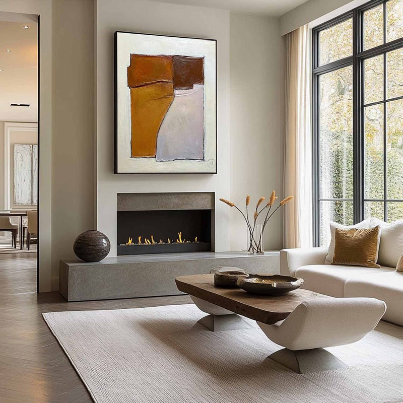 Wall Art Abstract Block Warm Tones