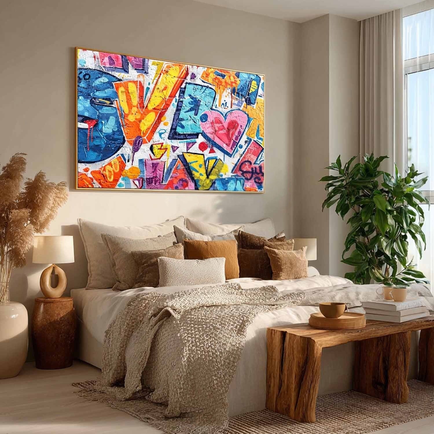 Graffiti Love Pop Art Impasto Painting