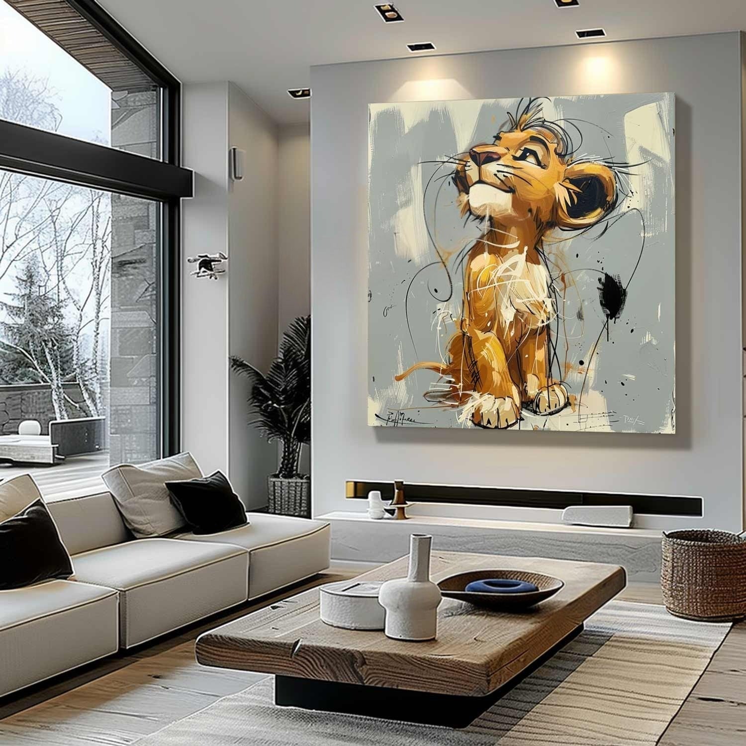 Wall Art Pop Cartoon Lion Graffiti Modern Joyful