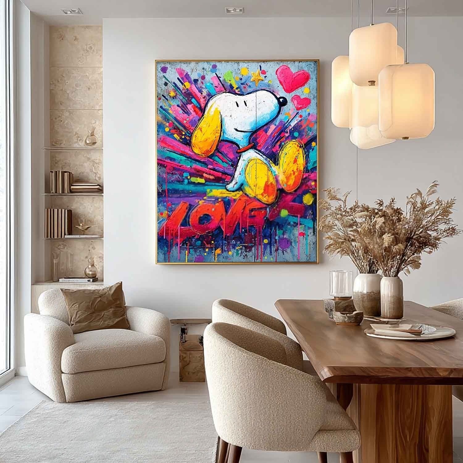 Snoopy Love Pop Art Impasto Painting