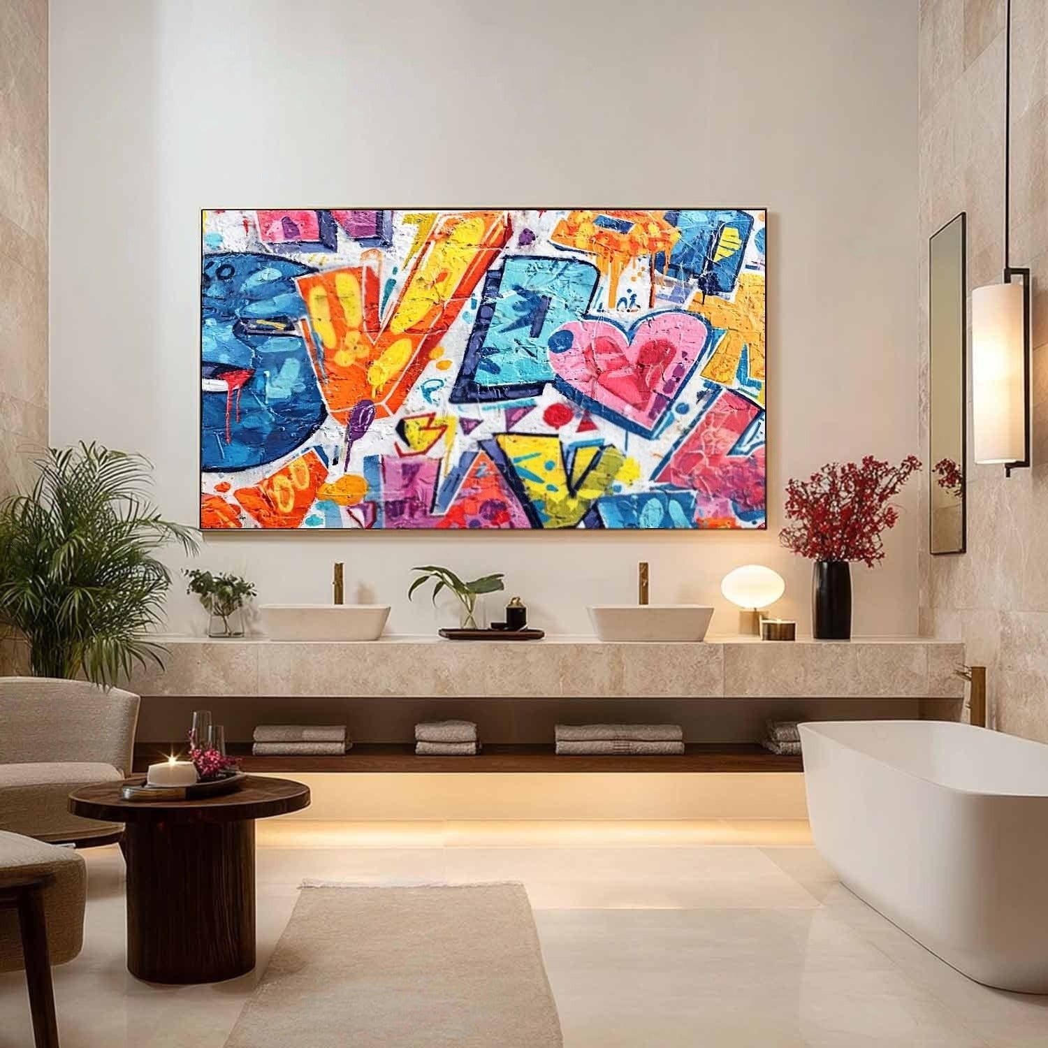 Graffiti Love Pop Art Impasto Painting