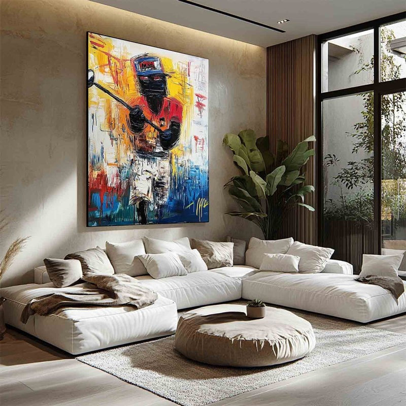 Wall Art Vertical Expressionist Golfer Painting