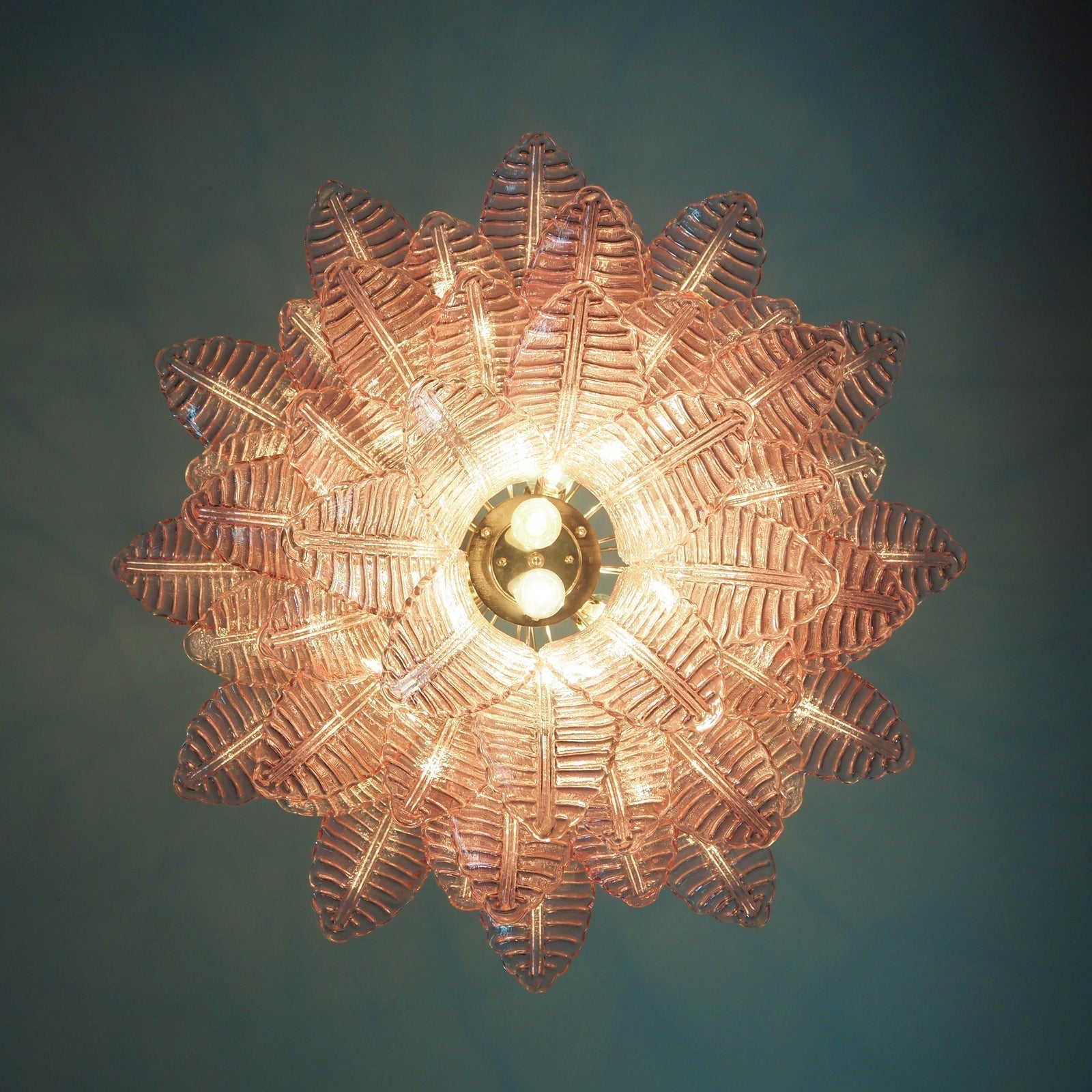 Aurora Chandelier Pink Leaf Glass Layered Graceful Luxury - Neutralighting