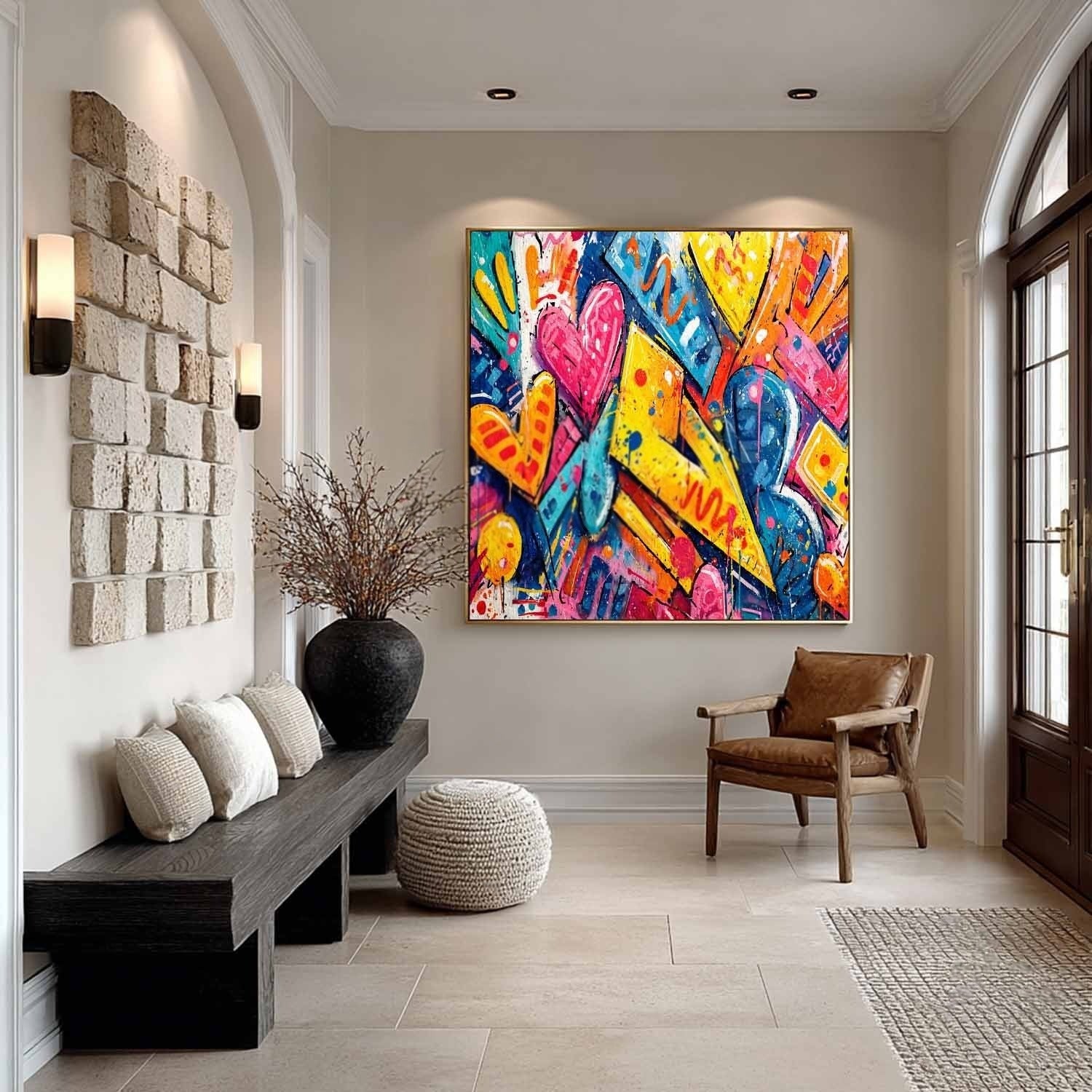 Graffiti Love Hearts Pop Art Impasto Painting