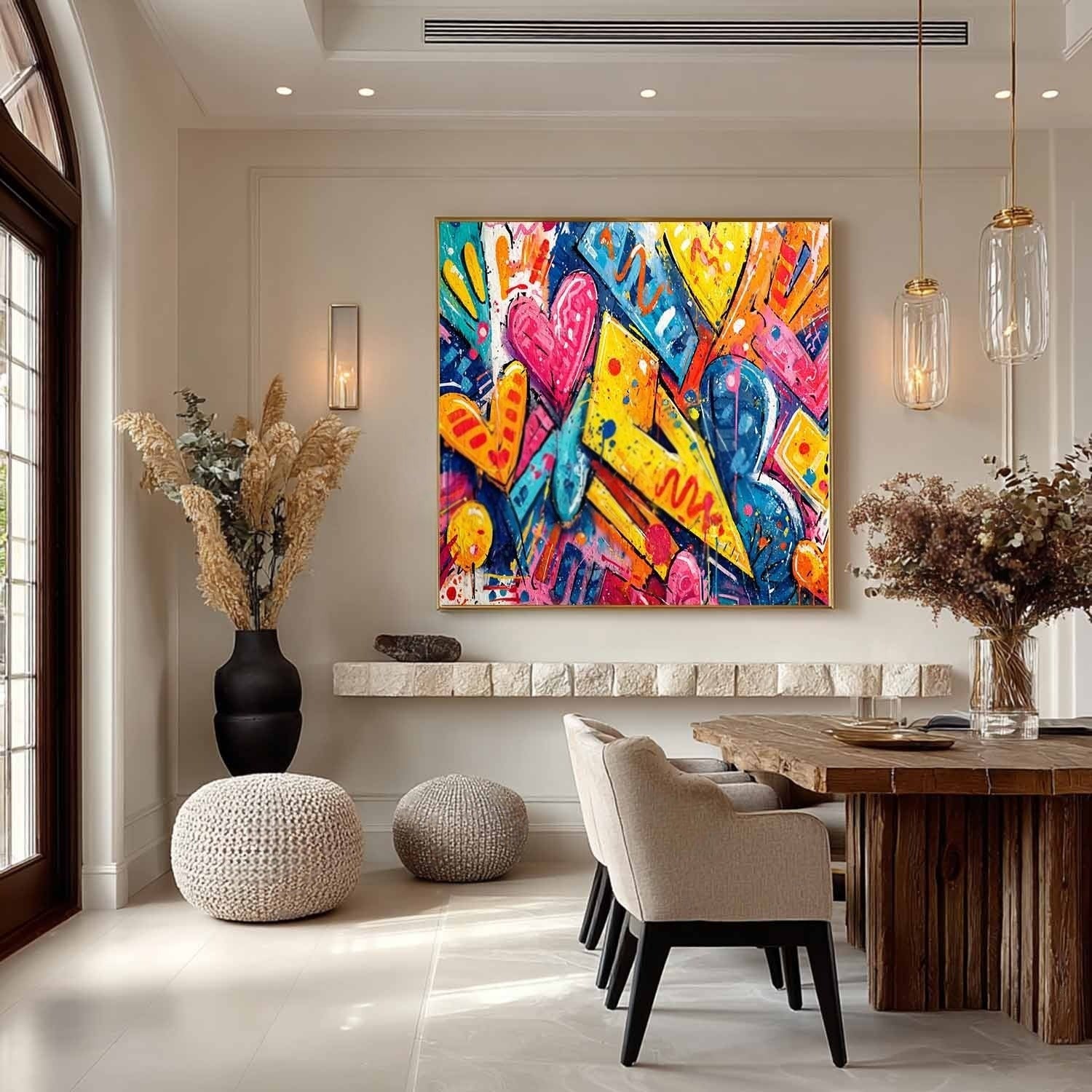 Graffiti Love Hearts Pop Art Impasto Painting