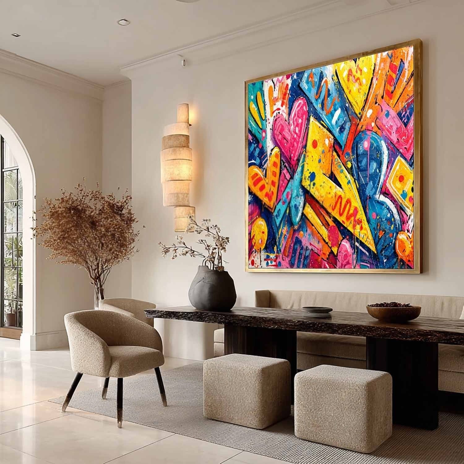 Graffiti Love Hearts Pop Art Impasto Painting