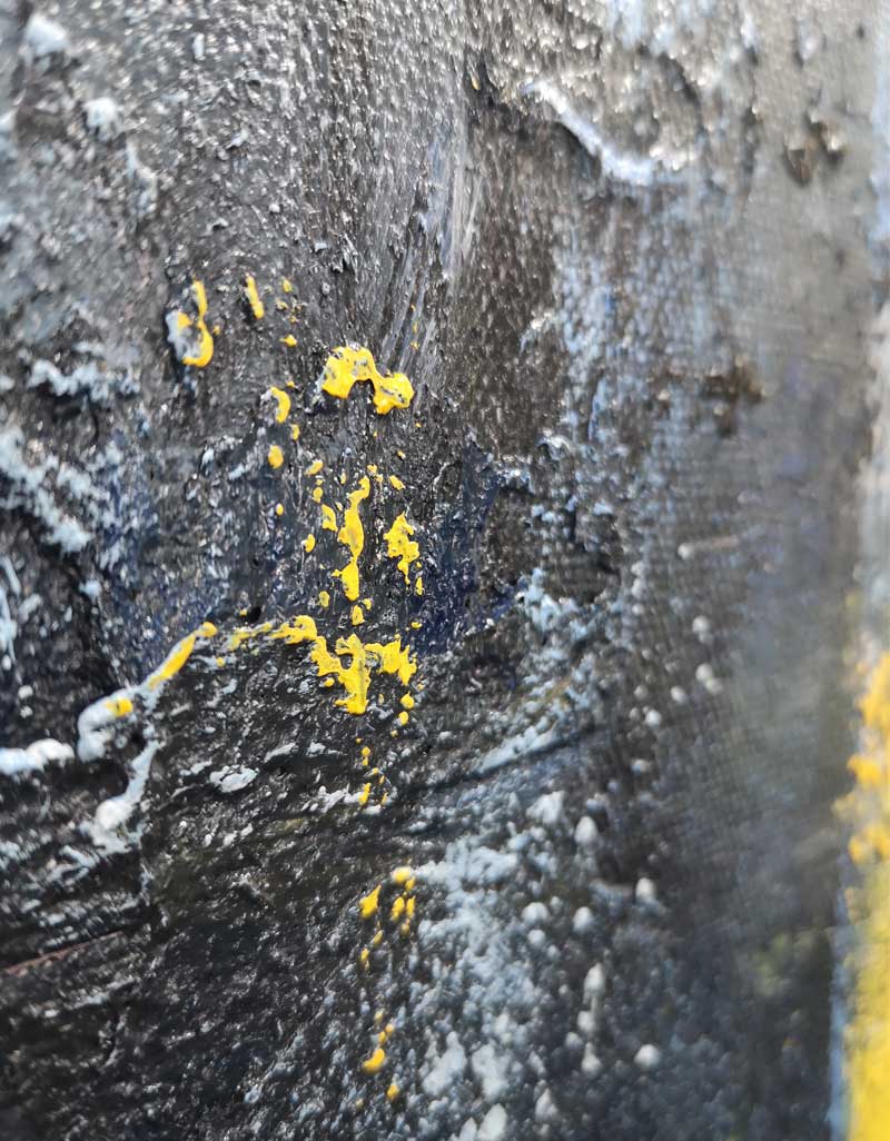 Bold Yellow‑Grey Abstract Vertical Canvas Art