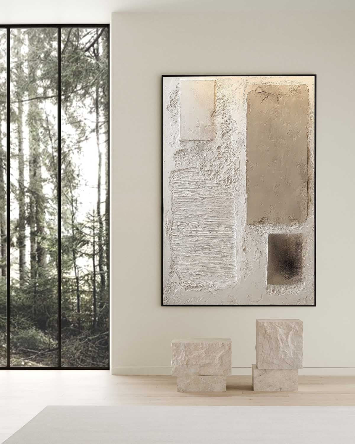 Wall Art Serene Textured Neutral Plaster Blocks
